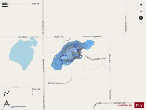 Crispell Lake depth contour Map - i-Boating App - Streets