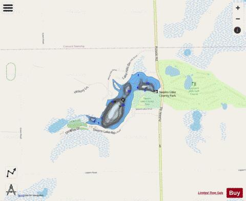 Swains Lake depth contour Map - i-Boating App - Streets