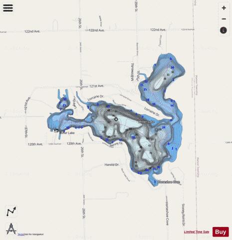 Miner Lake depth contour Map - i-Boating App - Streets