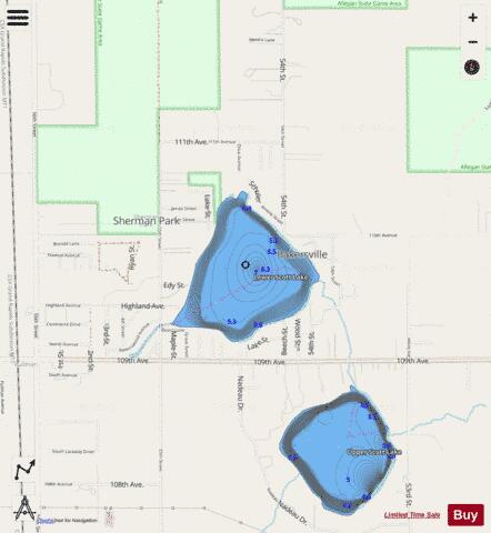 Lower Scott Lake depth contour Map - i-Boating App - Streets