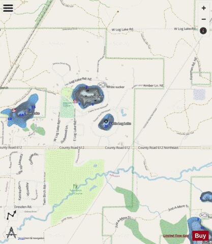Little Log Lake depth contour Map - i-Boating App - Streets