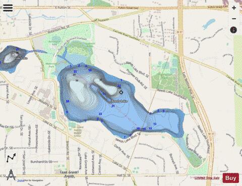 Reeds Lake depth contour Map - i-Boating App - Streets