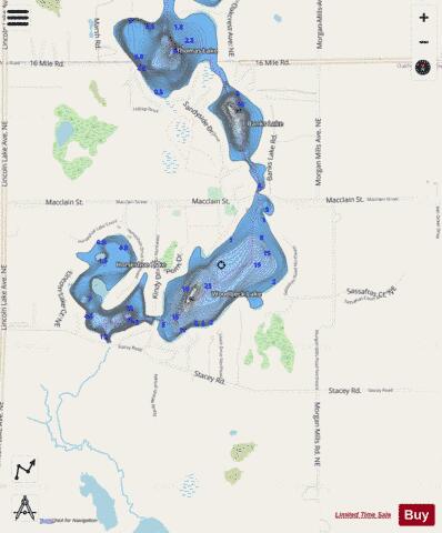 Woodbeck Lake depth contour Map - i-Boating App - Streets