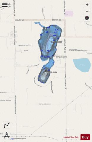 Kettle Lake depth contour Map - i-Boating App - Streets