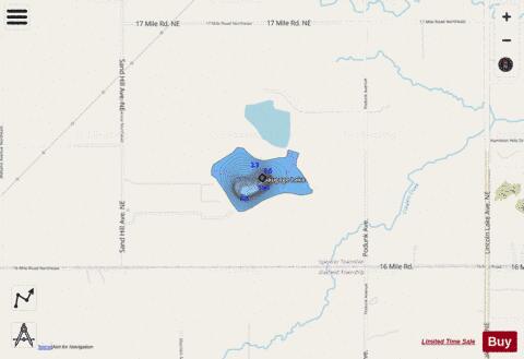 Saugage Lake depth contour Map - i-Boating App - Streets