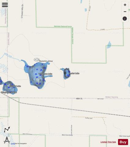 Feeder Lake depth contour Map - i-Boating App - Streets
