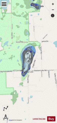 Davison Lake depth contour Map - i-Boating App - Streets
