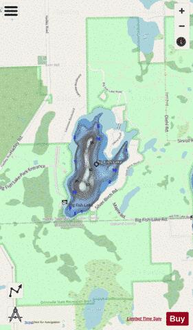 Big Fish Lake depth contour Map - i-Boating App - Streets
