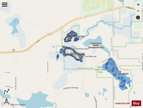 Onemile Lake depth contour Map - i-Boating App - Streets