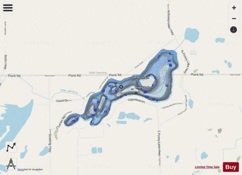 Posey Lake depth contour Map - i-Boating App - Streets