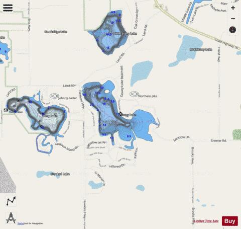 Dewey Lake depth contour Map - i-Boating App - Streets
