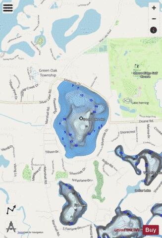 Green Oak Lake depth contour Map - i-Boating App - Streets