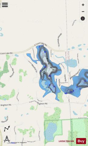 Coon Lake depth contour Map - i-Boating App - Streets