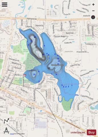 Thompson Lake depth contour Map - i-Boating App - Streets