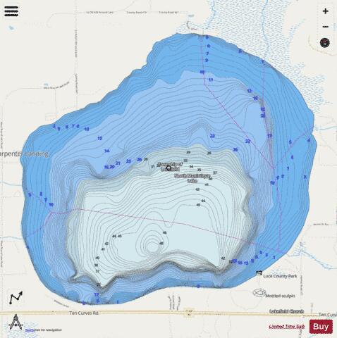 North Manistique Lake depth contour Map - i-Boating App - Streets