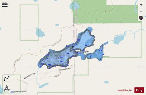 Keewaydin, Lake depth contour Map - i-Boating App - Streets