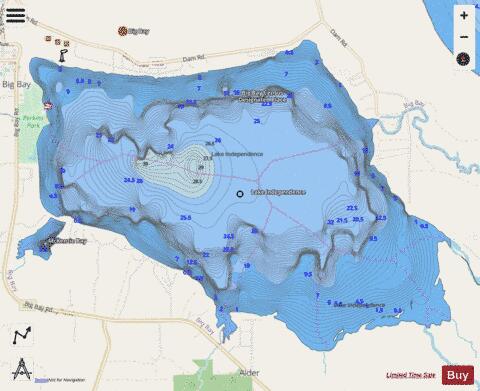 Lake Independence depth contour Map - i-Boating App - Streets