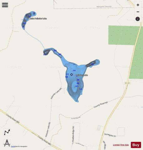 Pelissier Lake depth contour Map - i-Boating App - Streets