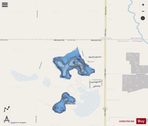 Merrill Lake depth contour Map - i-Boating App - Streets