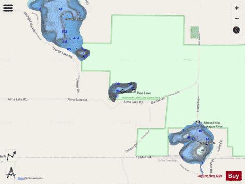 Alma Lake depth contour Map - i-Boating App - Streets