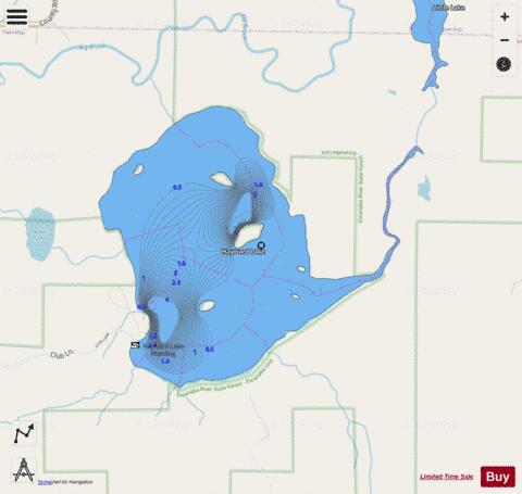Hayward Lake depth contour Map - i-Boating App - Streets