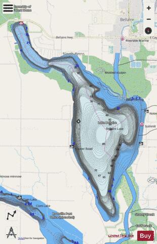 Bellaire, Lake depth contour Map - i-Boating App - Streets