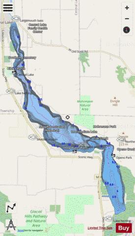 Intermediate Lake depth contour Map - i-Boating App - Streets