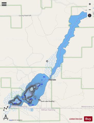 Rush Lake depth contour Map - i-Boating App - Streets