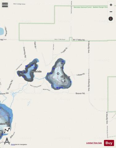 Lilley Lake depth contour Map - i-Boating App - Streets