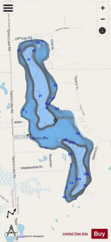 Tipsico Lake depth contour Map - i-Boating App - Streets