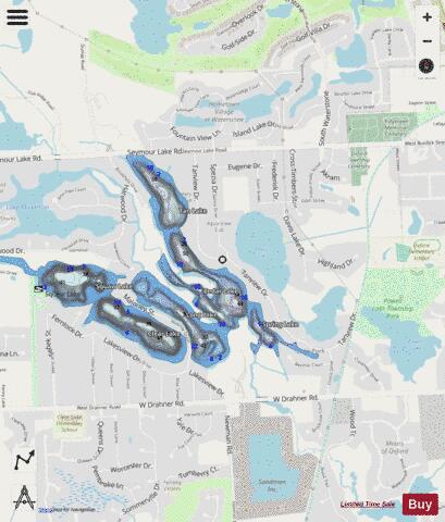 Long,Tan,Cedar,Spring depth contour Map - i-Boating App - Streets
