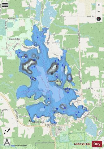 Lakeville Lake depth contour Map - i-Boating App - Streets