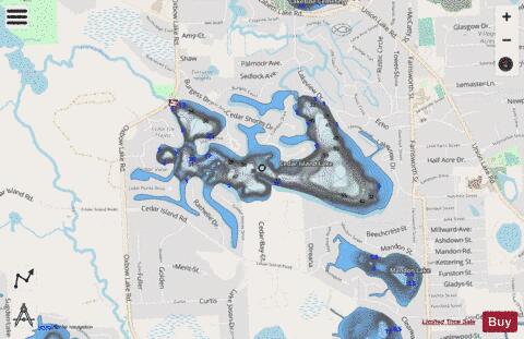 Cedar Island Lake depth contour Map - i-Boating App - Streets