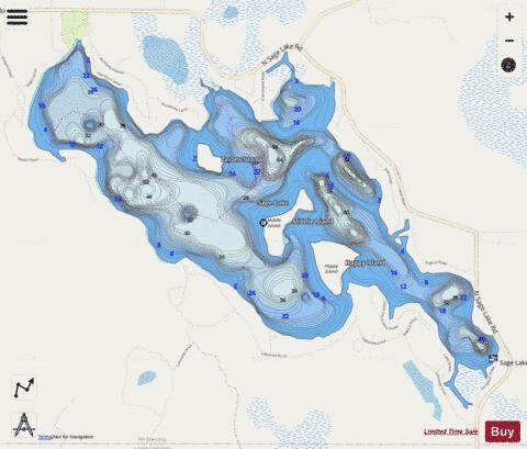 Sage Lake depth contour Map - i-Boating App - Streets