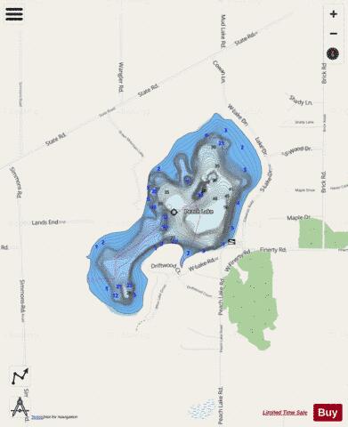 Peach Lake depth contour Map - i-Boating App - Streets