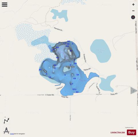 Stylus Lake depth contour Map - i-Boating App - Streets