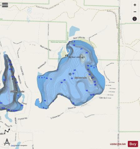 Big Bear Lake depth contour Map - i-Boating App - Streets