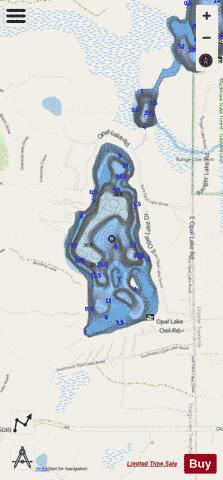 Opal Lake depth contour Map - i-Boating App - Streets