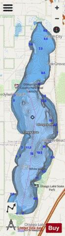 Otsego Lake depth contour Map - i-Boating App - Streets