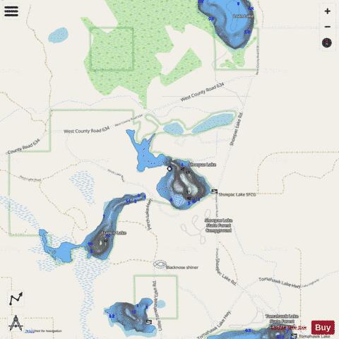 Shoepac Lake depth contour Map - i-Boating App - Streets