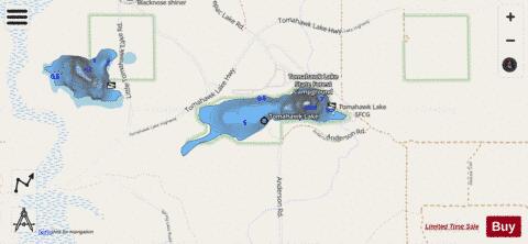 Tomahawk Lake depth contour Map - i-Boating App - Streets