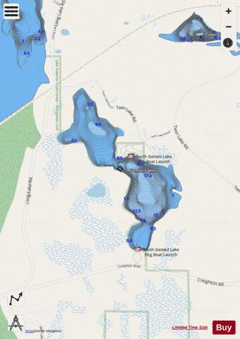 Gemini Lakes depth contour Map - i-Boating App - Streets