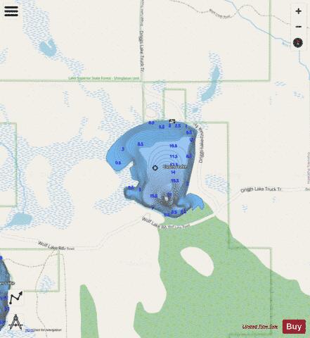 Cusino Lake depth contour Map - i-Boating App - Streets