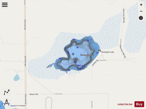 Thompson Lake depth contour Map - i-Boating App - Streets
