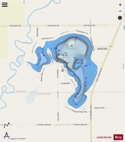 Fishers Lake depth contour Map - i-Boating App - Streets