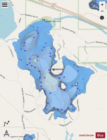 Beaufort Lake depth contour Map - i-Boating App - Streets