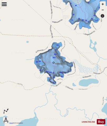 Petticoat Lake depth contour Map - i-Boating App - Streets