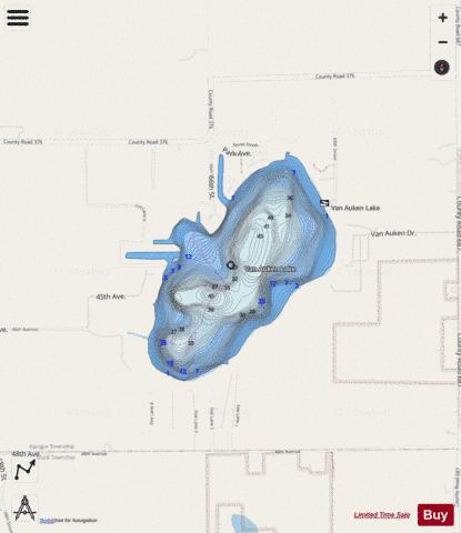 Van Auken Lake depth contour Map - i-Boating App - Streets