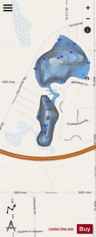 Reynolds Lake (South) depth contour Map - i-Boating App - Streets