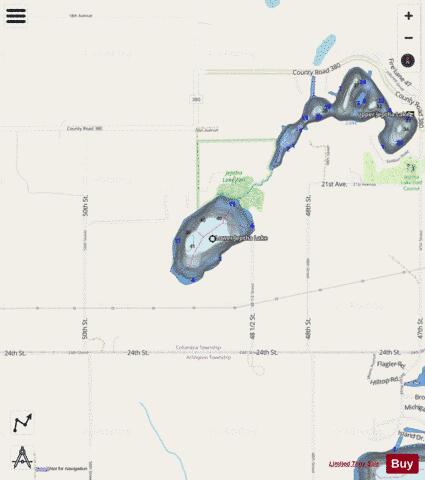Lower Jeptha Lake depth contour Map - i-Boating App - Streets